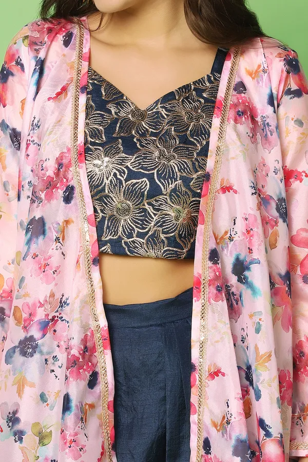 Navy_Blue_Embroidered_Crop_Top_And_Palazzo_Set_With_Floral_Printed_Shrug_For_Women