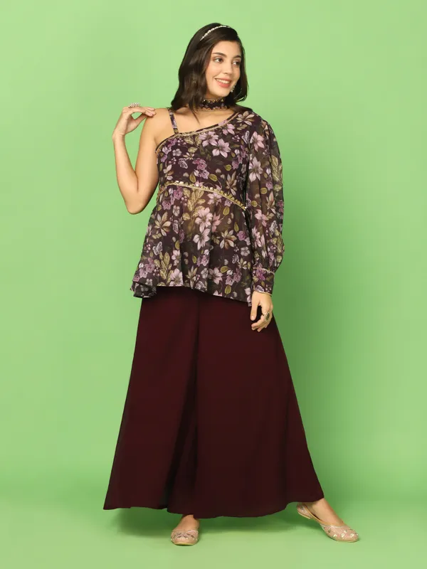Georgette_One_Shoulder_Top,_Palazzo_And_Dupatta_Set_For_Women