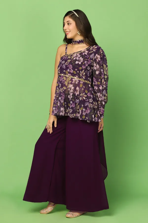 Georgette_One_Shoulder_Top,_Palazzo_And_Dupatta_Set_For_Women