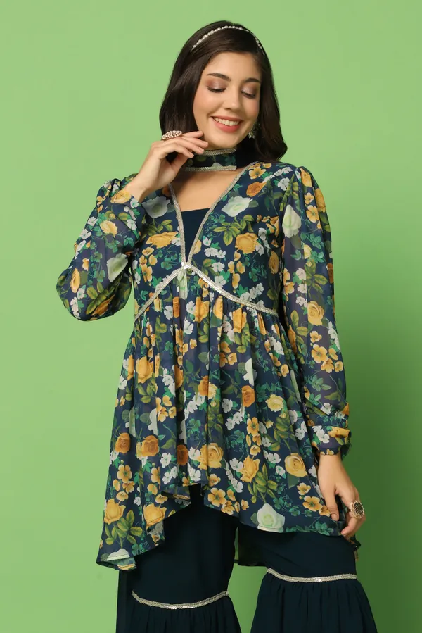 Rama_Georgette_Floral_Printed_Top,_Sharara_And_Dupatta_Set_For_Women