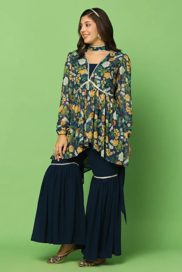 Rama_Georgette_Floral_Printed_Top,_Sharara_And_Dupatta_Set_For_Women