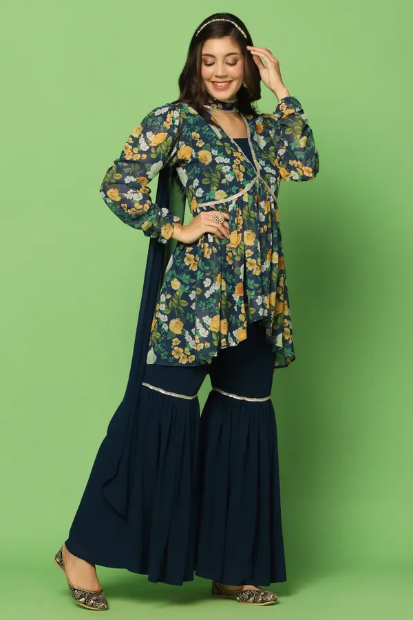 Rama_Georgette_Floral_Printed_Top,_Sharara_And_Dupatta_Set_For_Women