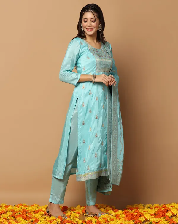 Sky_Dola_Silk_Jacquard_Work_Kurta_Set_With_Dupatta_For_Women