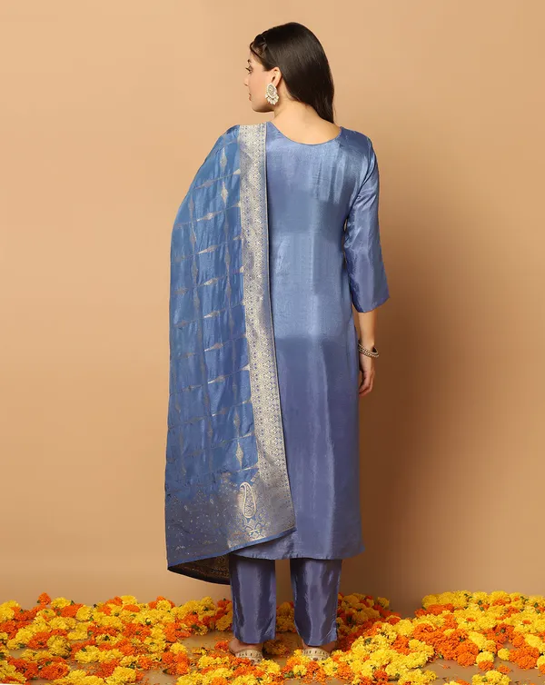 Powder_Blue_Dola_Silk_Jacquard_Work_Kurta_Set_With_Dupatta_For_Women