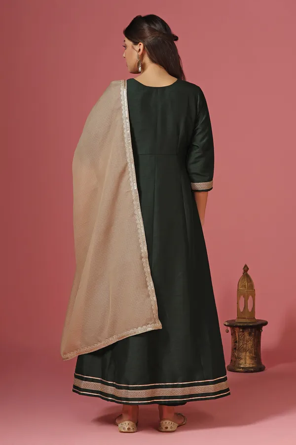 Dark_Green_Embroidered_Kurta_And_Pant_Set_With_Dupatta