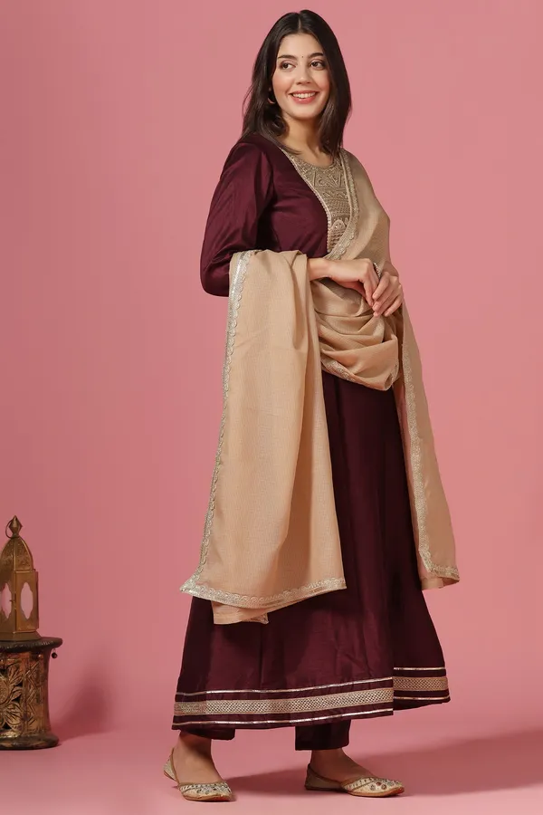 Purple_Embroidered_Kurta_And_Pant_Set_With_Dupatta