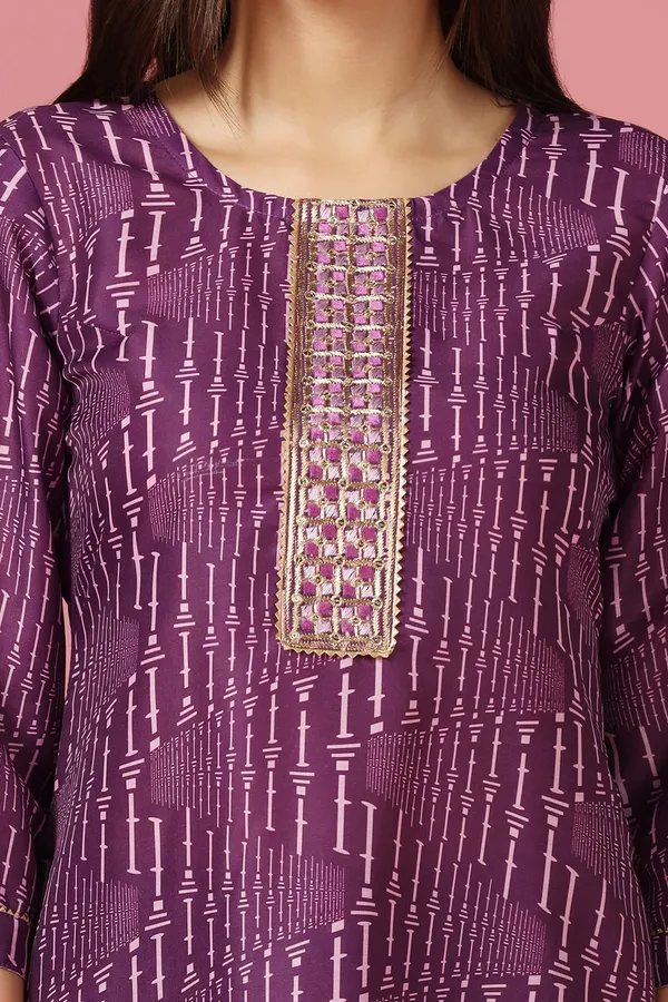 Purple_Poly_Muslin_Printed_Kurta_And_Pant_Set