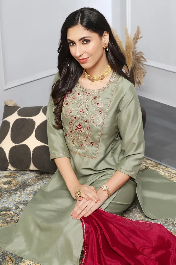 Pista_Embroidered_Kurta_With_Pant_And_Dupatta_Set