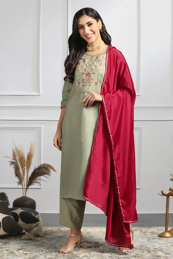 Pista_Embroidered_Kurta_With_Pant_And_Dupatta_Set