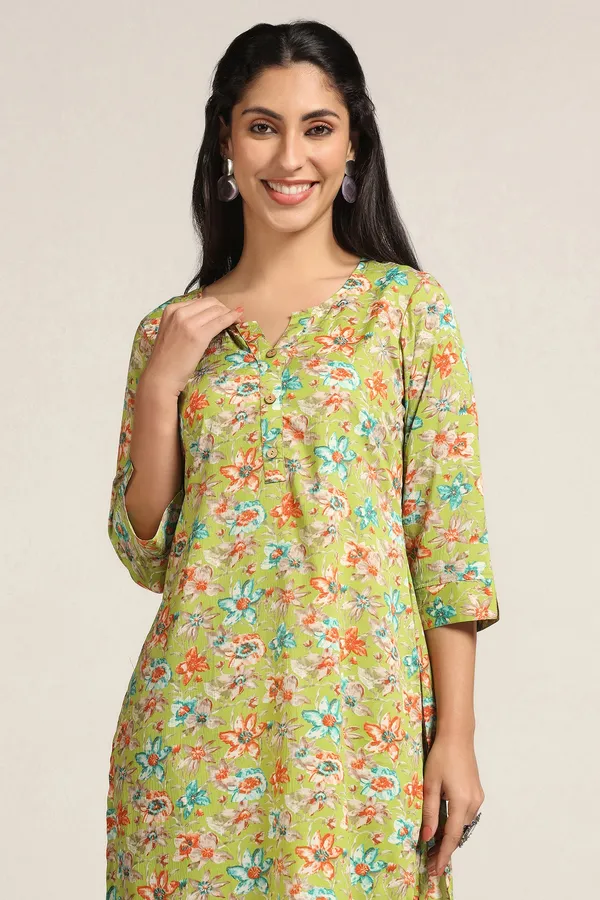 Parrot_Floral_Print_Kurta_With_Pant_Set