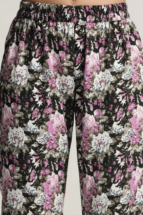Black_Floral_Print_Kurta_With_Pant_Set