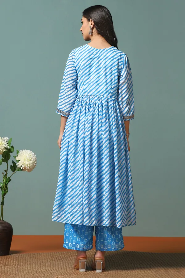 Sky_Blue_Georgette_Leheriya_Printed_Kurta_With_Pant_Set