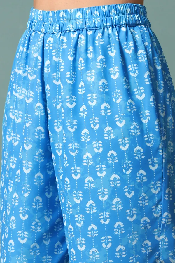 Sky_Blue_Georgette_Leheriya_Printed_Kurta_With_Pant_Set
