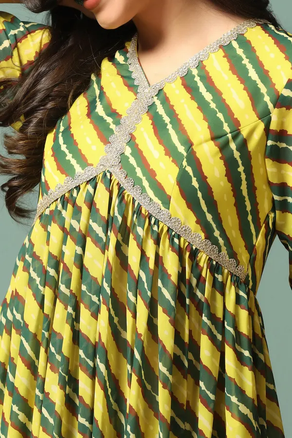 Yellow_Georgette_Leheriya_Printed_Kurta_With_Palazzo_Set_For_Women