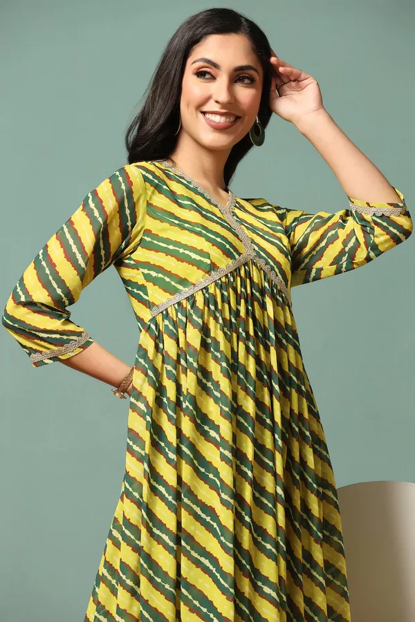 Yellow_Georgette_Leheriya_Printed_Kurta_With_Palazzo_Set_For_Women