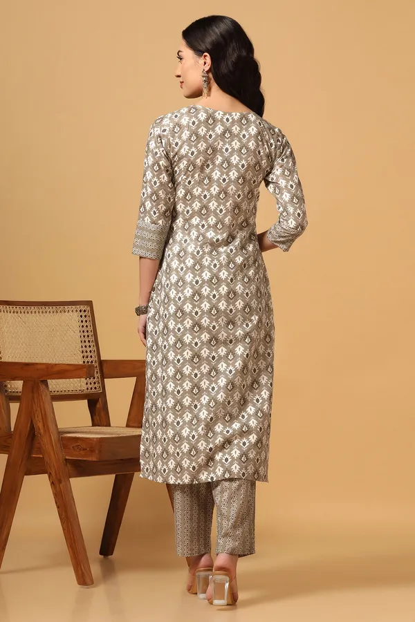 Light_Grey_Cotton_Block_Print_Kurta_With_Pant_Set