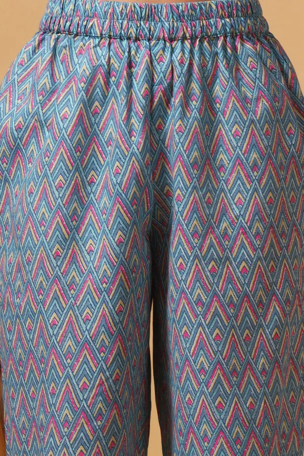 Sky_Blue_Cotton_Block_Print_Kurta_With_Pant_Set