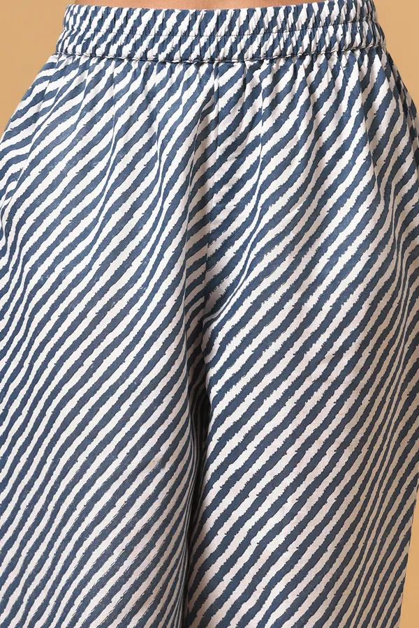 Blue_Cotton_Block_Printed_Kurta_With_Pant_Set