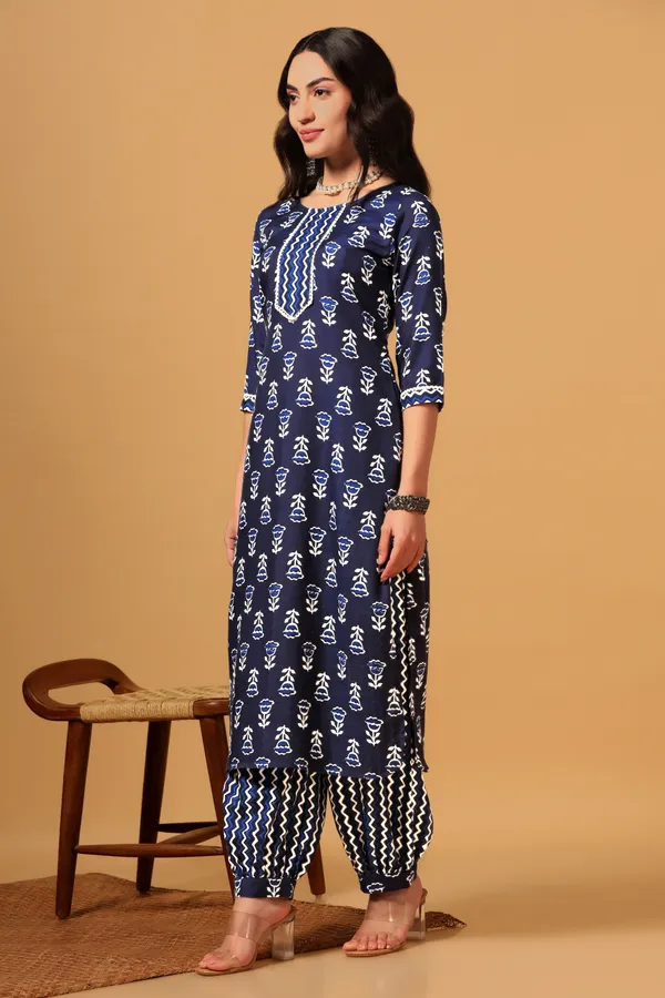 Blue_Cotton_Slub_Ankle_Length_Kurta_Salwar_Suit_Set