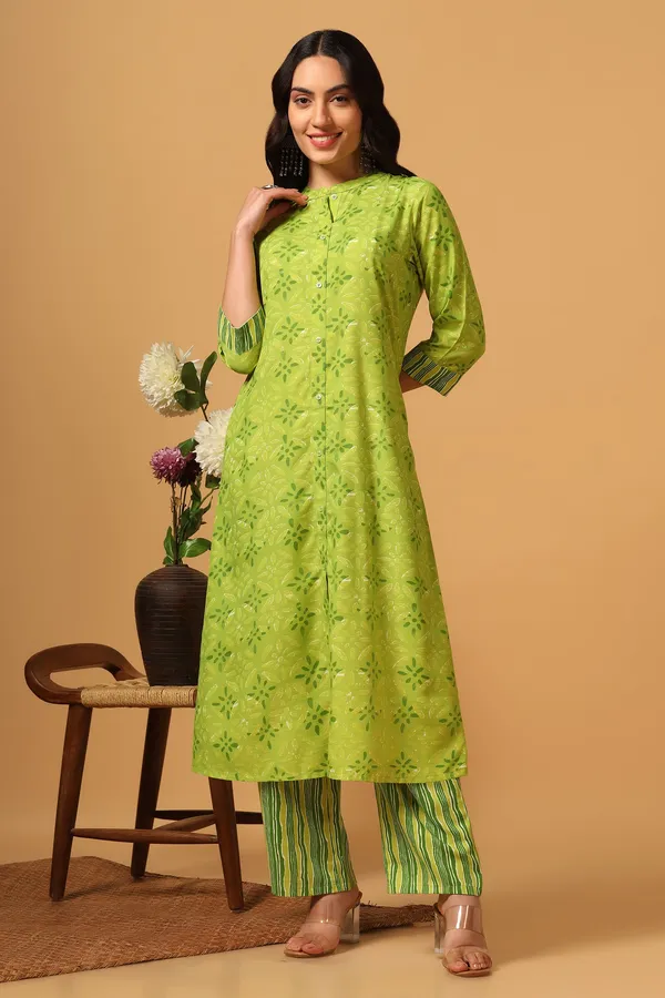Parrot_Cotton_Slub_Printed_Kurta_With_Pant_Set