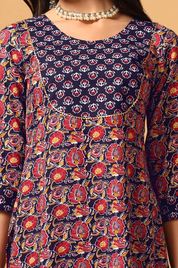 Navy_Blue_Cotton_Slub_Ankle_Length_Kurta_Pant_Suit_Set
