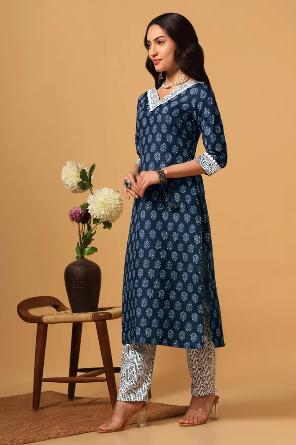 Blue_Cotton_Slub_Ankle_Length_Kurta_Pant_Suit_Set