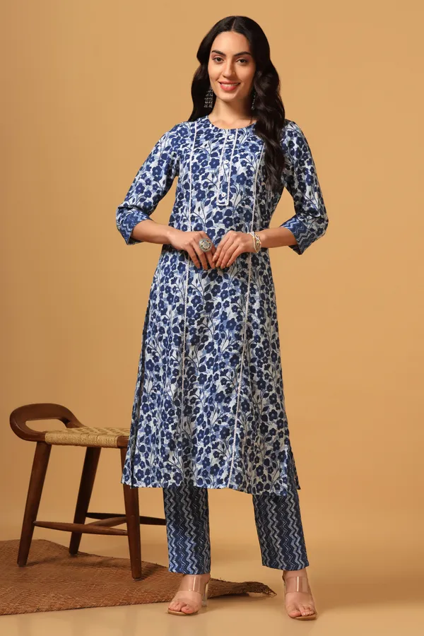 Blue_Cotton_Slub_Ankle_Length_Kurta_Pant_Suit_Set