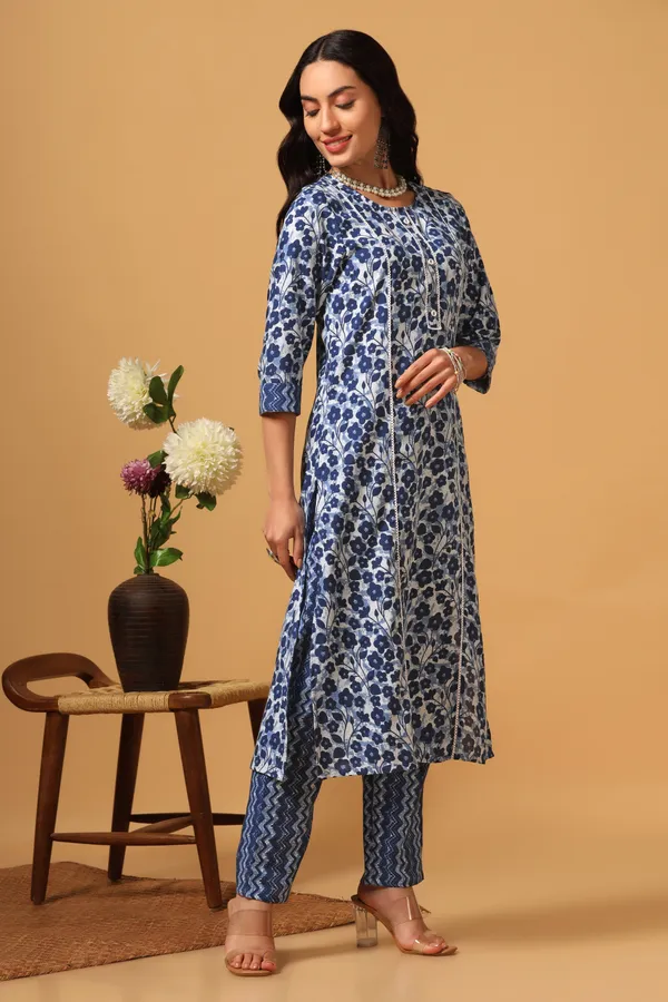 Blue_Cotton_Slub_Ankle_Length_Kurta_Pant_Suit_Set