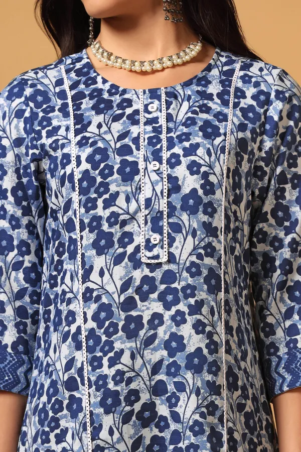 Blue_Cotton_Slub_Ankle_Length_Kurta_Pant_Suit_Set