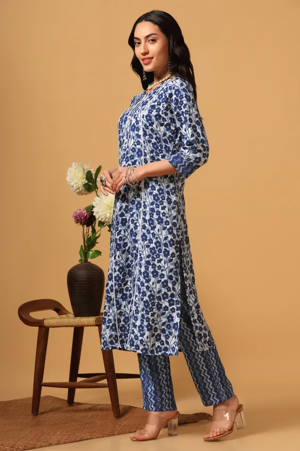 Blue_Cotton_Slub_Ankle_Length_Kurta_Pant_Suit_Set