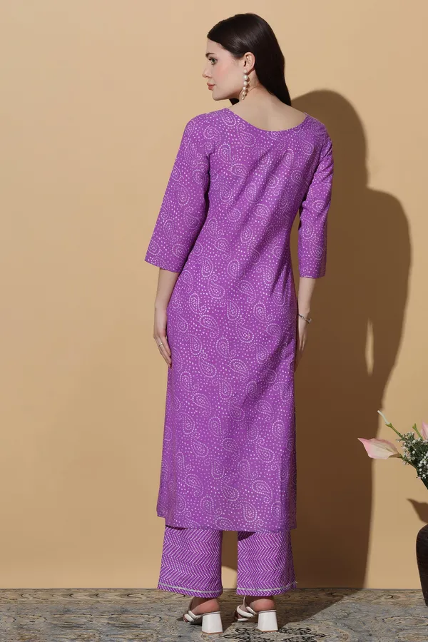 Purple_Cotton_Bandhani_Printed_Kurta_With_Pant_Set