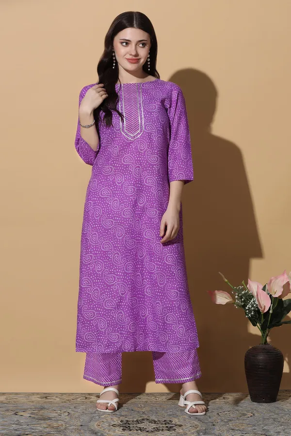 Purple_Cotton_Bandhani_Printed_Kurta_With_Pant_Set