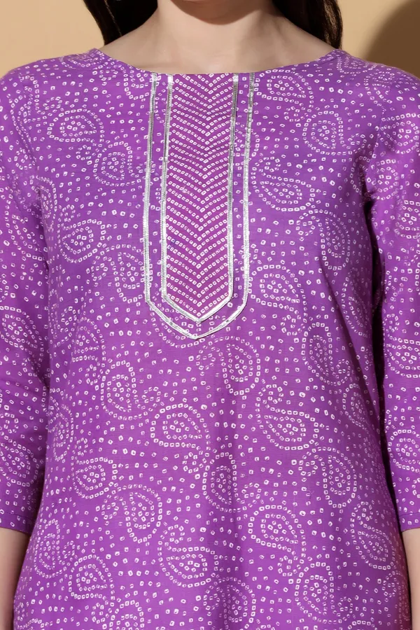 Purple_Cotton_Bandhani_Printed_Kurta_With_Pant_Set