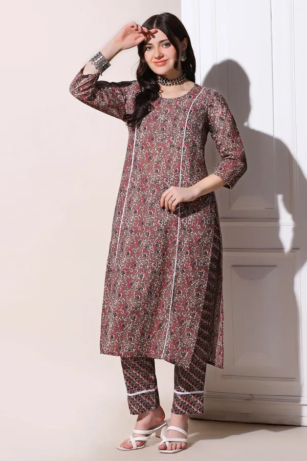 Brown_Cotton_All-Over_Printed_Kurta_With_Pant_Set