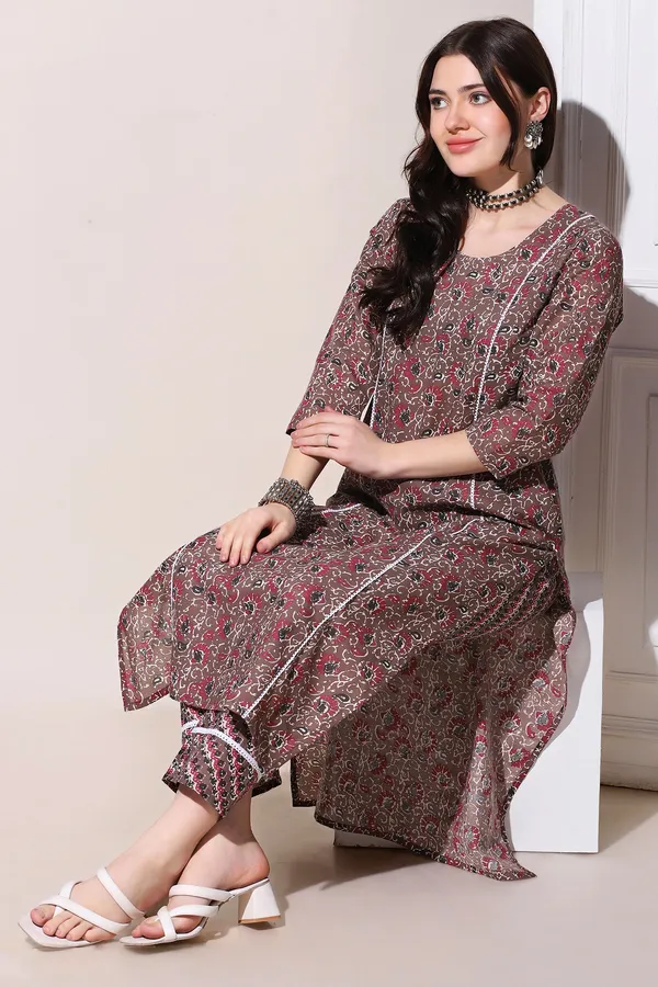 Brown_Cotton_All-Over_Printed_Kurta_With_Pant_Set