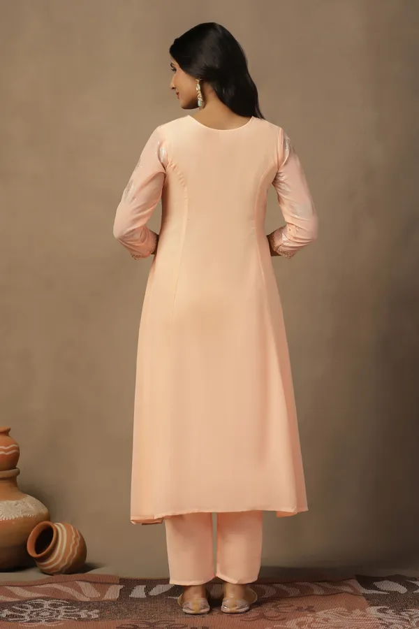 Light_Peach_Georgette_Ankle_Length_Kurta_Pant_Suit_Set