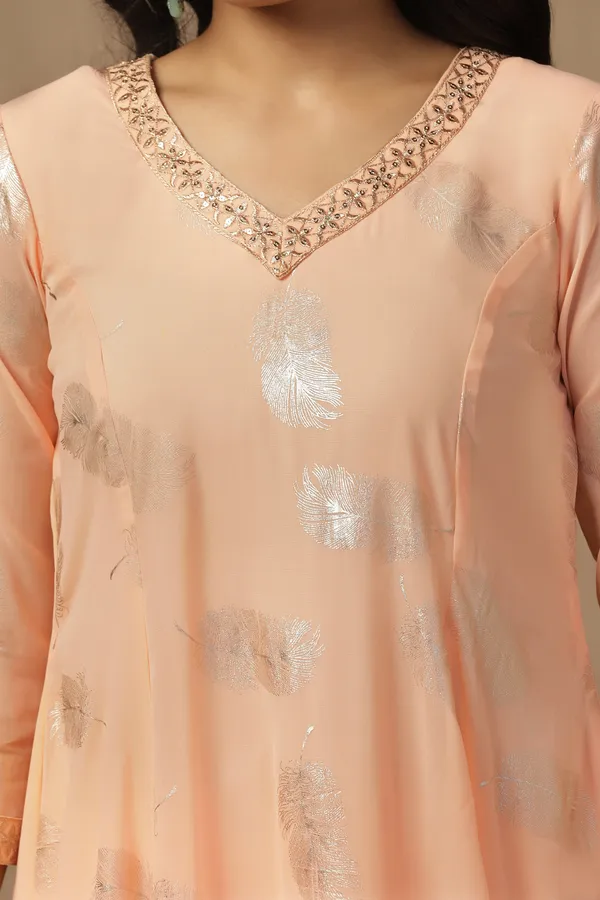 Light_Peach_Georgette_Ankle_Length_Kurta_Pant_Suit_Set