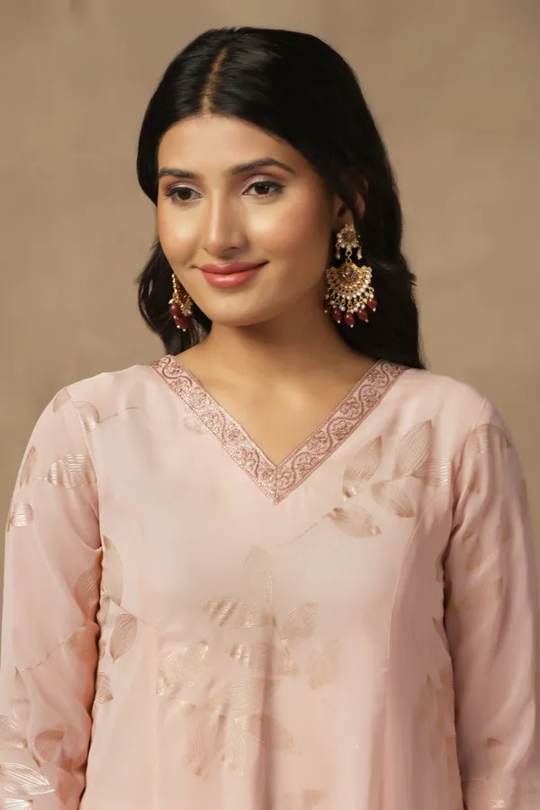 Chikoo_Georgette_Ankle_Length_Kurta_Pant_Suit_Set
