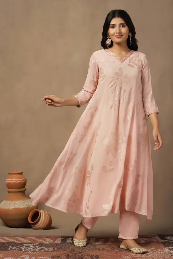 Chikoo_Georgette_Ankle_Length_Kurta_Pant_Suit_Set