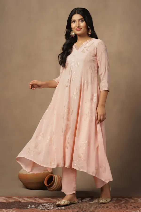 Chikoo_Georgette_Ankle_Length_Kurta_Pant_Suit_Set