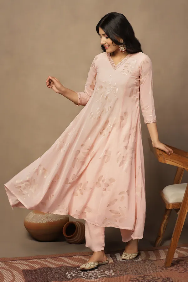 Chikoo_Georgette_Ankle_Length_Kurta_Pant_Suit_Set
