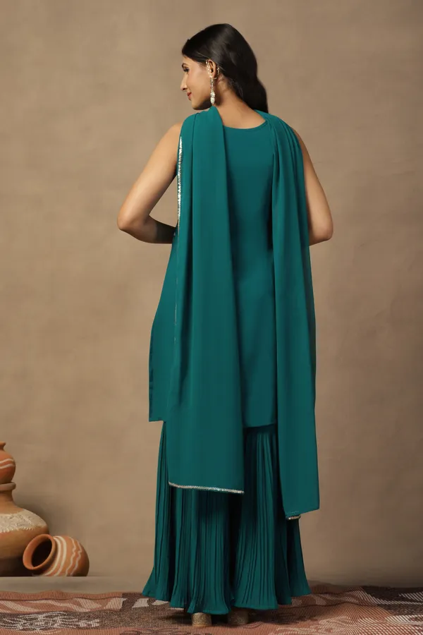 Rama_Georgette_Ankle_Length_Kurta_Gharara_Suit_Set