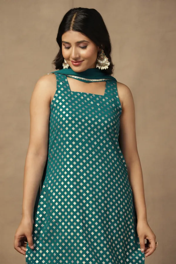 Rama_Georgette_Ankle_Length_Kurta_Gharara_Suit_Set