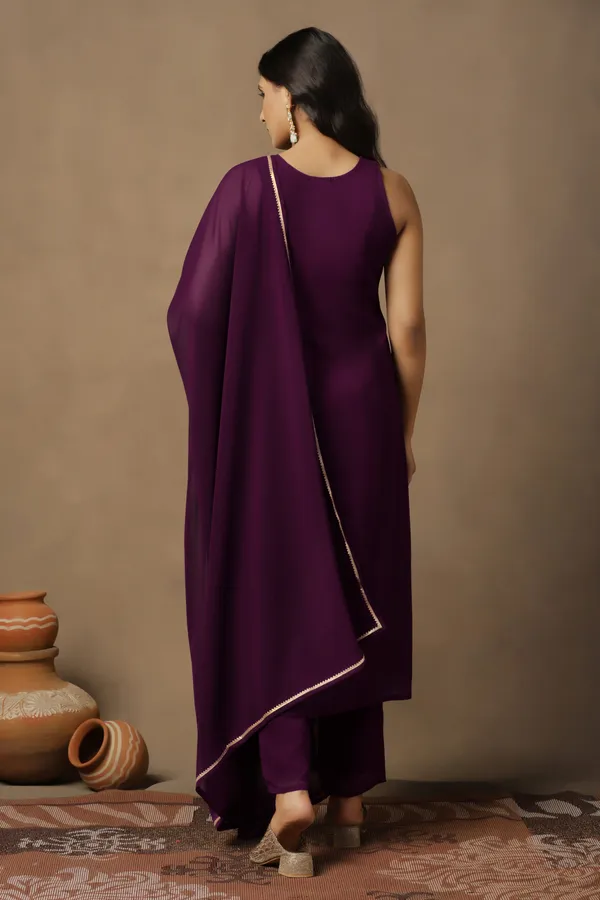 Purple_Georgeete_Ankle_Length_Kurta_Pant_Suit_Set