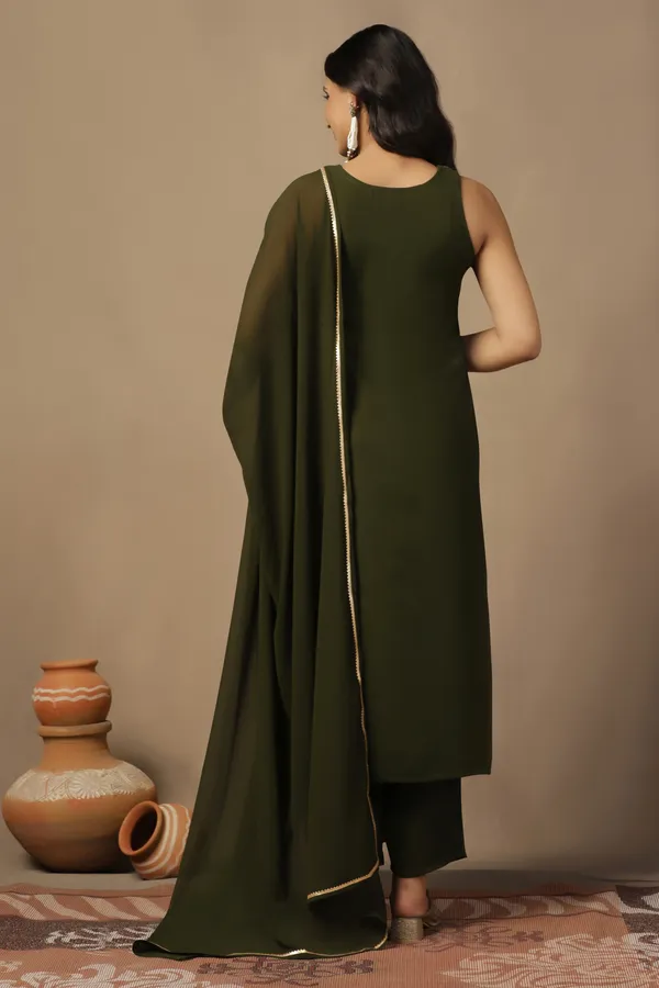 Mehndi_Georgeete_Ankle_Length_Kurta_Pant_Suit_Set