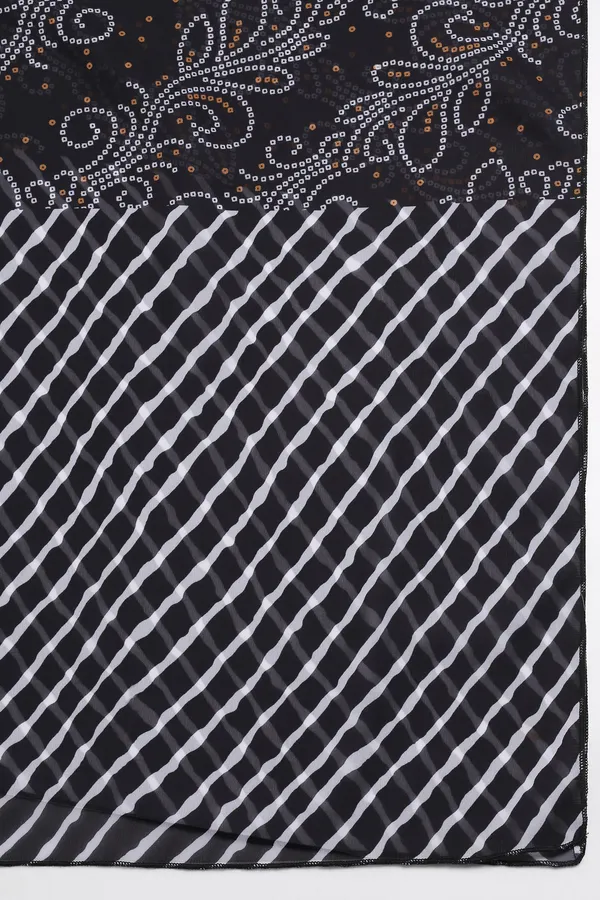 Black_Georgette_Straight_Leheriya_Printed_Kurta_And_Pant_With_Dupatta_Set