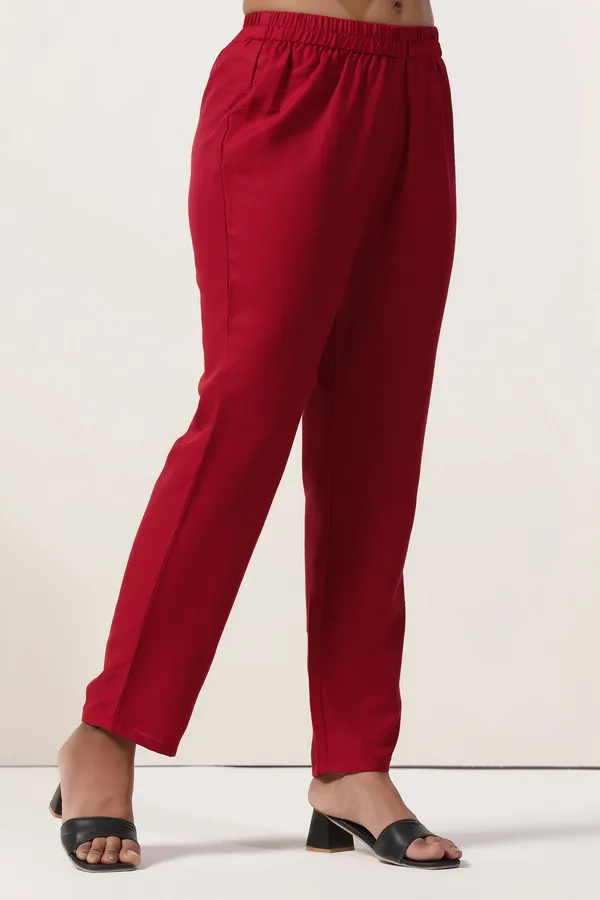 Maroon_Cotton_Blend_A_Line_Emboidered_Kurta_And_Pant_With_Dupatta_Set