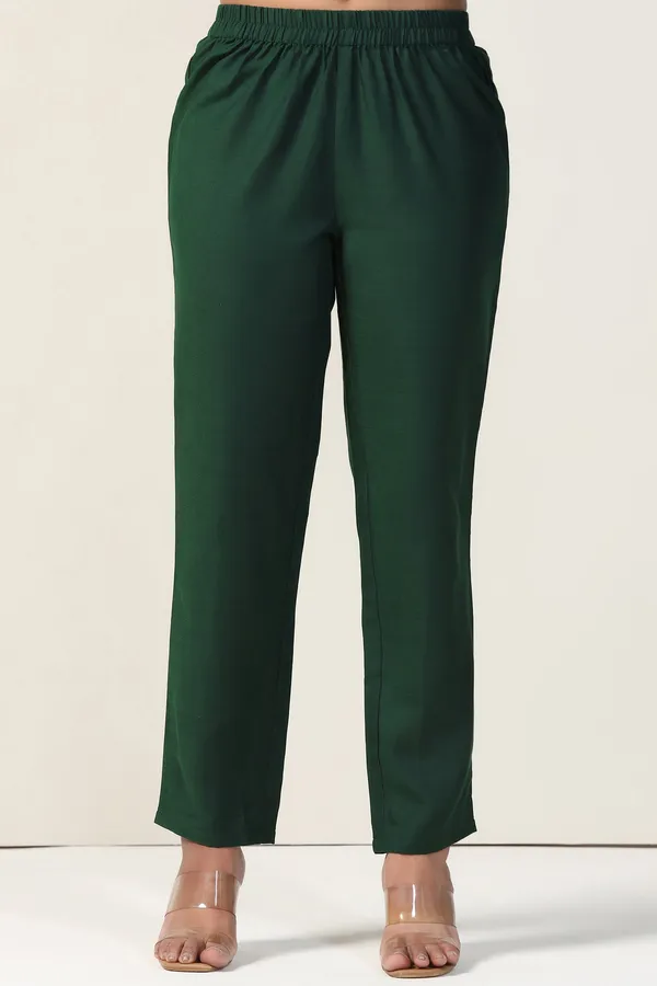 Bottle_Green_Cotton_Blend_Embroidered_Anarkali_Kurta_And_Pant_With_Dupatta_Set