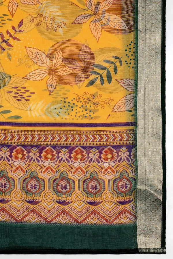 Bottle_Green_Cotton_Blend_Embroidered_Anarkali_Kurta_And_Pant_With_Dupatta_Set