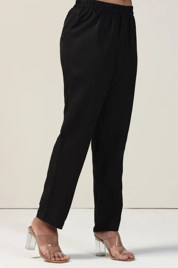 Black_Cotton_Blend_A_Line_Emboidered_Kurta_And_Pant_With_Dupatta_Set